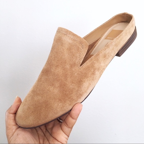 tan suede mules